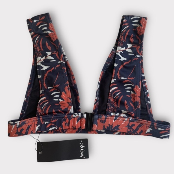 NWT Nasty Gal Just Add Water Leaf Bikini Swim Top in Blue & Orange sz 6 Medium - Picture 5 of 8